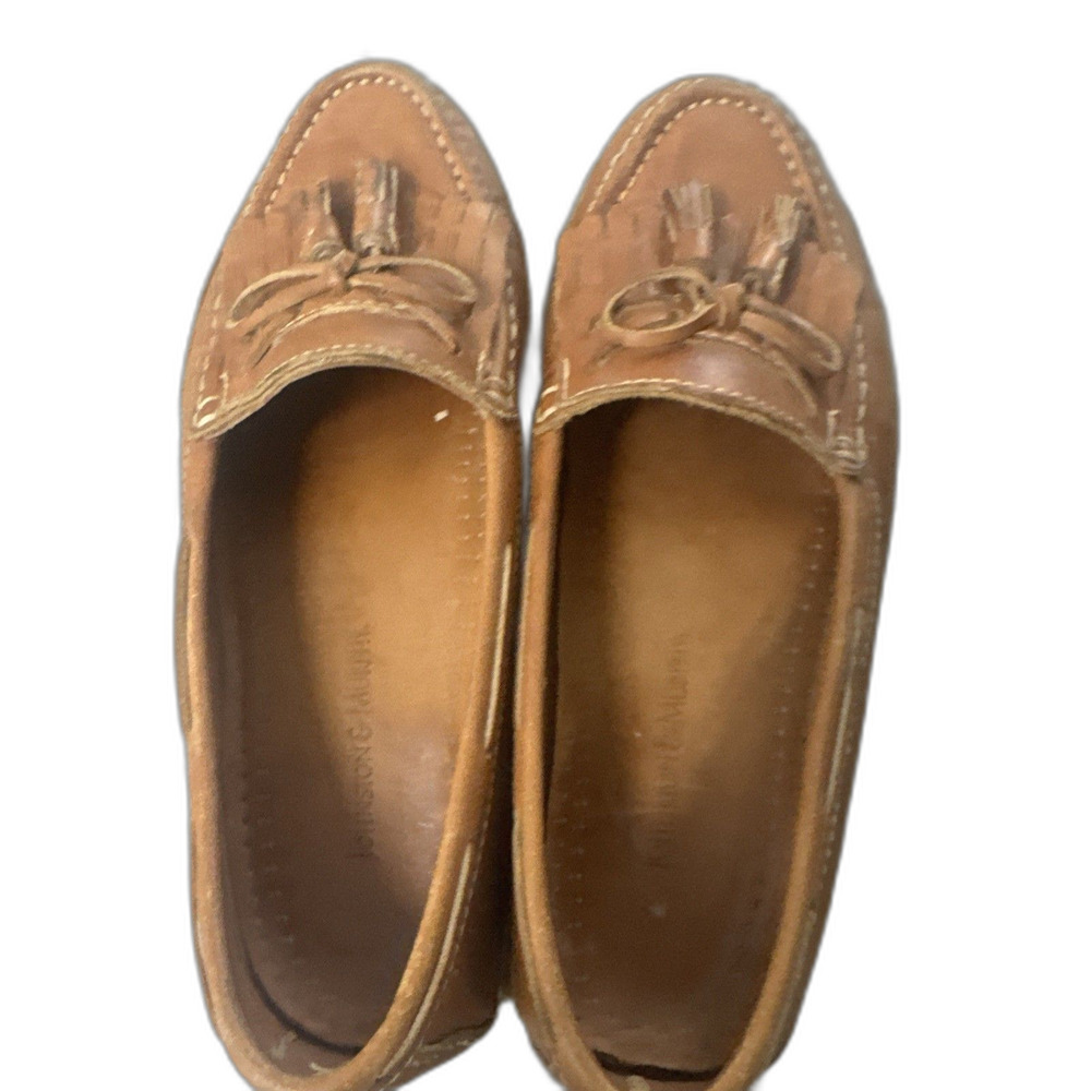 Men’s 10.5M JOHNSTON & MURPHY Brown Leather Kiltie Tassel Loafers Moccasin Shoes